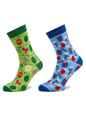 Rainbow Socks Zestaw 2 par wysokich skarpet unisex Xmas Socks Balls Adult Gifts Pak 2 Kolorowy
