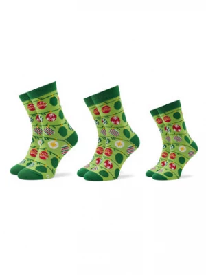 Rainbow Socks Zestaw 3 par wysokich skarpet unisex Xmas Balls Zielony