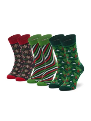 Rainbow Socks Zestaw 3 par wysokich skarpet unisex Xmas Socks Box Stripes Pak 3 Zielony