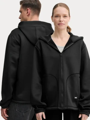 Rains bluza Safi Fleece Hood Jacket T1 kolor czarny z kapturem gładka 21900