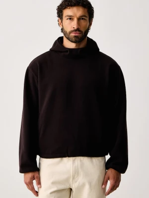 Rains bluza z kapturem polarowa Fleece Hoodie brązowy
