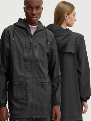 Rains kurtka Cargo Long Jacket W3 kolor czarny przejściowa 12060-01