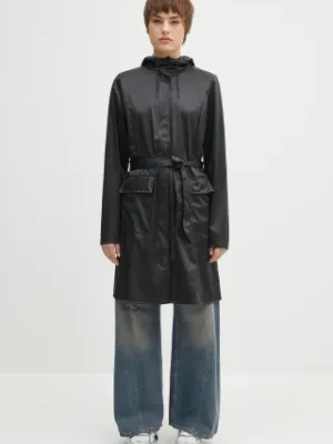 Rains kurtka Curve Long Jacket W3 kolor czarny przejściowa 18130.84