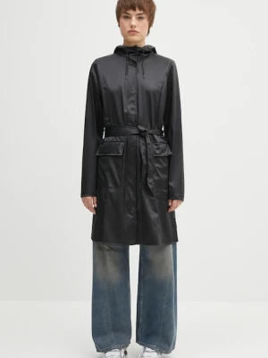 Rains kurtka Curve Long Jacket W3 kolor czarny przejściowa 18130.84