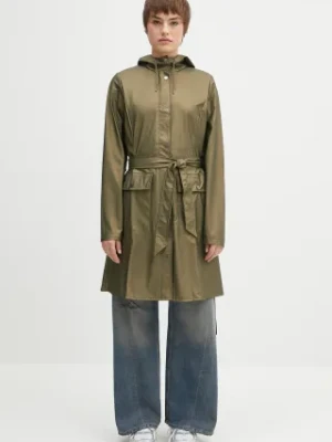 Rains kurtka Curve Long Jacket W3 kolor zielony przejściowa 18130.105