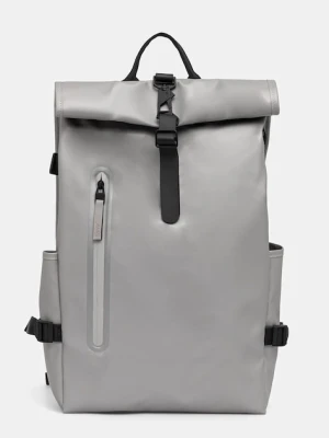 Rains plecak 14590 Rolltop Rucksack Large kolor szary duży gładki 14590