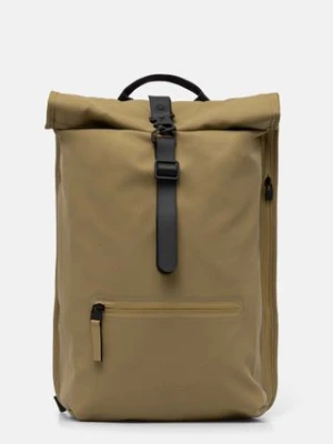 Rains plecak Rolltop Rucksack W3 kolor zielony duży gładki 13320-44