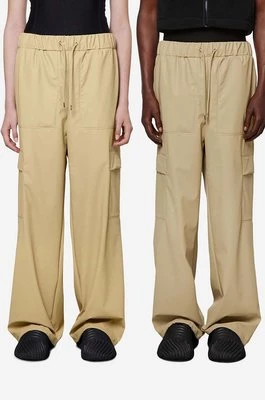 Rains spodnie przeciwdeszczowe Cargo Rain Pants Wide 99 18990 kolor beżowy szerokie high waist 18990-SAND.