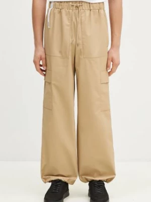 Rains spodnie przeciwdeszczowe Cargo Rain Pants Wide 99 18990 kolor beżowy szerokie high waist 18990-SAND.