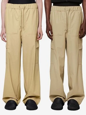 Rains spodnie przeciwdeszczowe Cargo Rain Pants Wide 99 18990 kolor beżowy szerokie high waist 18990-SAND.