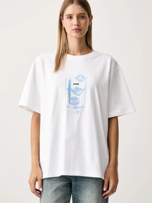 Rains T-shirt bawełniany Classic T-shirt Cubes biały