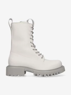 Rains trapery Palladium x Rains Show Combat Boot 22600 damskie kolor szary na płaskim obcasie 22600.CEMENT