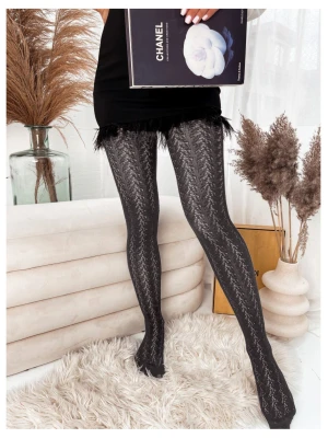 Rajstopy ażurowe bawełniane REYNA - grafitowe  magmac 