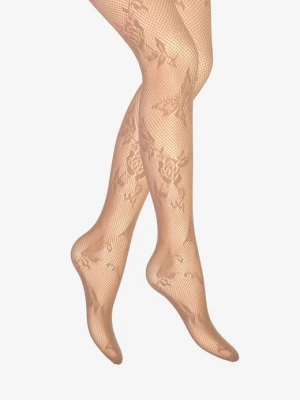 Rajstopy damskie beżowe z żakardowym splotem Charly C09 Marilyn