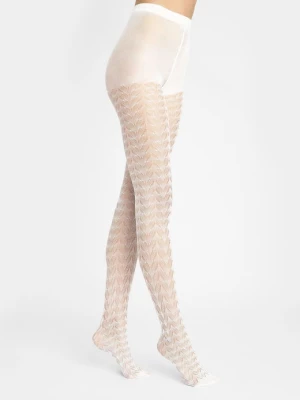 Rajstopy damskie bianco o żakardowym wzorze Stella C20 Marilyn