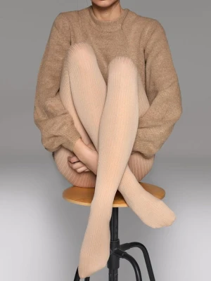 Rajstopy damskie ciepłe i miękkie z kaszmirem kremowe Cashmere D09 Line Marilyn
