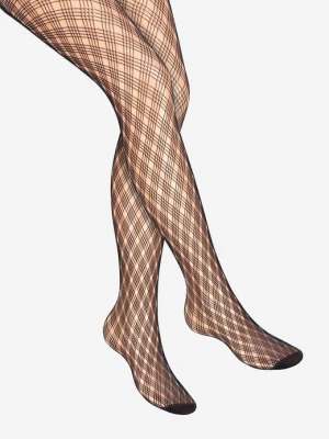 Rajstopy damskie czarne kabaretkowe w geometryczne wzory Charly e04 MARILYN