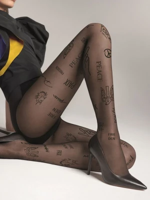 Rajstopy damskie z napisami i symbolami pokoju Peace Marilyn