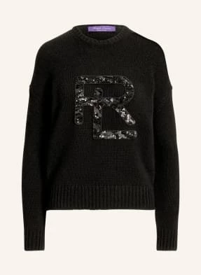 Ralph Lauren Collection Sweter Z Kaszmiru Z Cekinami schwarz