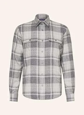 Ralph Lauren Purple Label Koszula Flanelowa Regular Fit Z Dodatkiem Jedwabiu grau