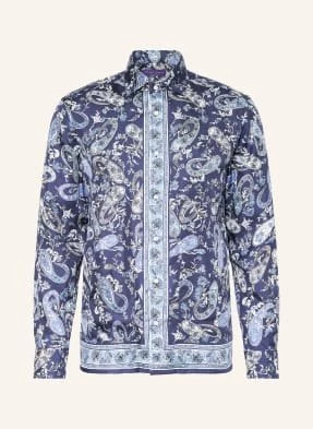 Ralph Lauren Purple Label Koszula Z Jedwabiu Slim Fit blau