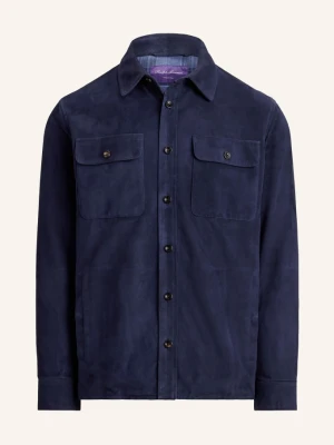 Ralph Lauren Purple Label Skórzany Płaszcz Wierzchni blau GRANATOWY
