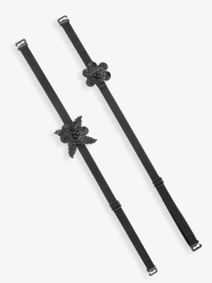 Ramiączka materiałowe z motywem róży Black Roses od Poupée Marilyn POUPEE
POUPEE