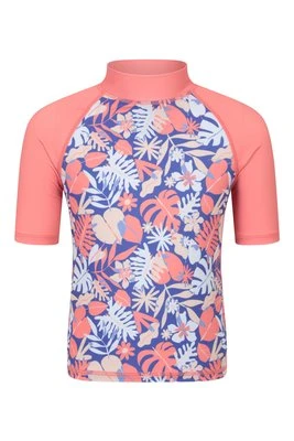 Rash Vest koszulka do pływania i na plażę UV dla dzieci krótki rękaw - Light Pink Mountain Warehouse