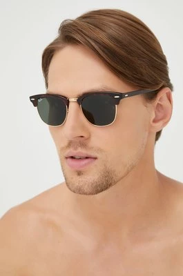 Ray-Ban okulary CLUBMASTER męskie kolor brązowy 0RB3016