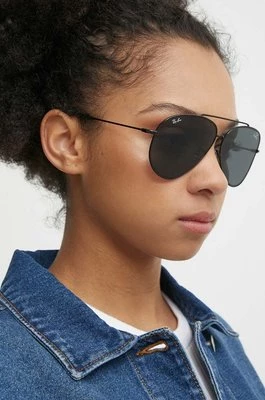 Ray-Ban okulary przeciwsłoneczne LENNY KRAVITZ X AVIATOR REVERSE kolor czarny 0RBR0101S