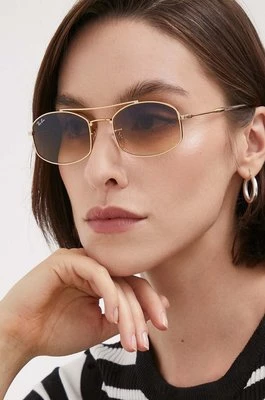 Ray-Ban okulary przeciwsłoneczne damskie kolor beżowy 0RB3719