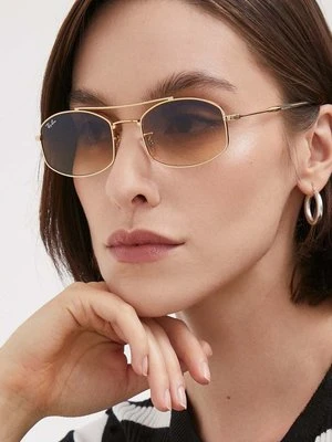 Ray-Ban okulary przeciwsłoneczne damskie kolor beżowy 0RB3719