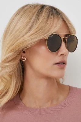 Ray-Ban okulary przeciwsłoneczne damskie kolor brązowy