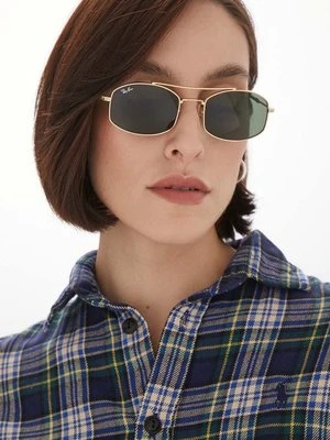 Ray-Ban okulary przeciwsłoneczne damskie kolor zielony 0RB3719