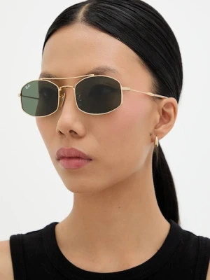 Ray-Ban okulary przeciwsłoneczne damskie kolor zielony 0RB3719