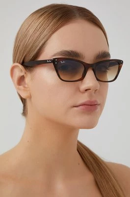 Ray-Ban okulary przeciwsłoneczne LADY BURBANK damskie kolor brązowy 0RB2299