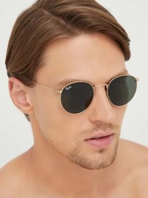 Ray-Ban okulary przeciwsłoneczne ROUND METAL męskie kolor złoty 0RB3447