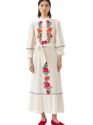Ręcznie haftowana sukienka maxi Clotilda Antik Batik