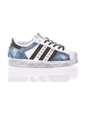 Ręcznie Robione Błękitno-Białe Sneakersy Adidas