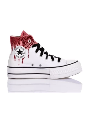 Ręcznie Robione Damskie Sneakersy Biało-Czerwone Converse