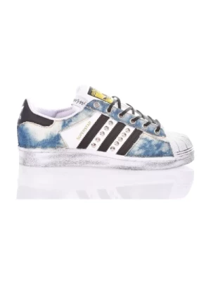 Ręcznie Robione Niebiesko-Białe Sneakersy Adidas