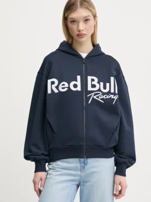 Red Bull Racing x Pepe Jeans bluza bawełniana LOGO ZIP HOODIE damska kolor granatowy z kapturem z aplikacją RL580011