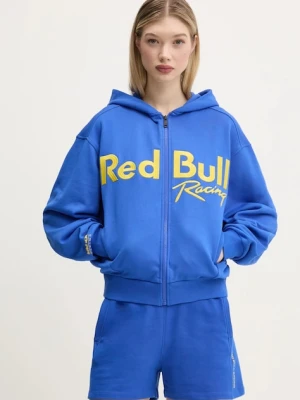 Red Bull Racing x Pepe Jeans bluza bawełniana LOGO ZIP HOODIE damska kolor niebieski z kapturem z aplikacją RL580011