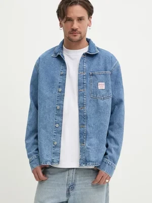 Red Bull Racing x Pepe Jeans kurtka jeansowa DENIM SHIRT kolor niebieski przejściowa oversize RM300005R17