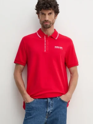 Red Bull Racing x Pepe Jeans polo męski kolor czerwony z nadrukiem RM540001