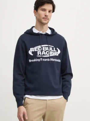 Zdjęcie produktu Red Bull Racing x Pepe Jeans sweter bawełniany INTARSIA HOODY kolor granatowy lekki RM700010