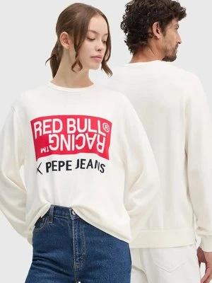 Red Bull Racing x Pepe Jeans sweter bawełniany kolor beżowy lekki RU700002