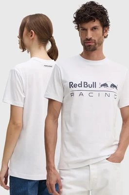 Red Bull Racing x Pepe Jeans t-shirt bawełniany kolor biały z nadrukiem RU500005