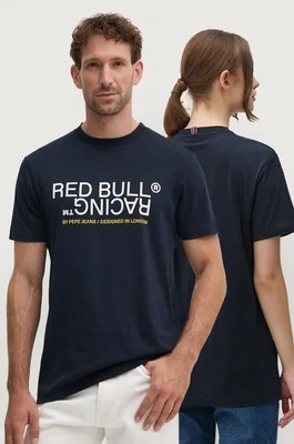 Red Bull Racing x Pepe Jeans t-shirt bawełniany kolor granatowy z nadrukiem RU500002