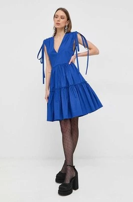Red Valentino sukienka bawełniana kolor niebieski mini rozkloszowana
